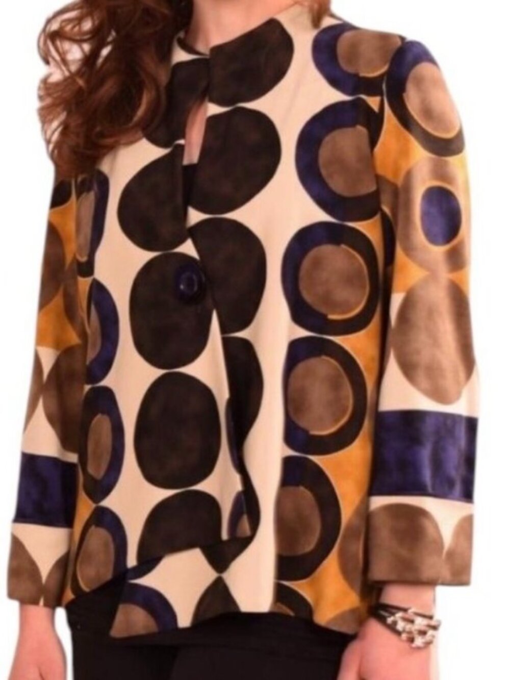VTG Retro Mid-Century Modern Joseph Ribkoff Circle Asymmetric Jacket size 12